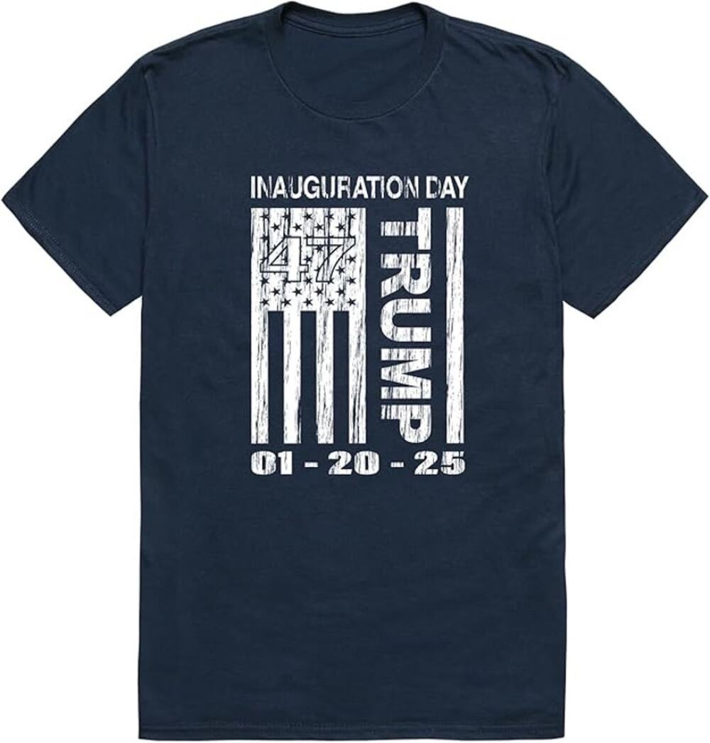BRAND NEW ~ Trump Inauguration Day Distressed Flag Unisex Blue T-Shirt ~ Medium.